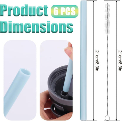 6pcs Replacement Straws for Owala Freesip 24/32oz, Reusable Plastic Straws with Cleaning Brush Tumbler Accessories Parts for Owala Flip 24/32oz Stainless Steel Insulated Water Bottle