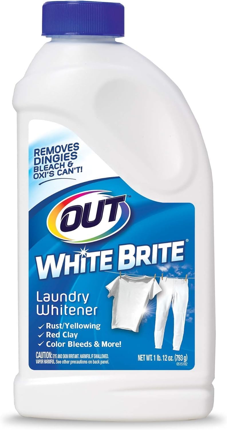 OUT White Brite Laundry Whitener Bleach Alternative, Stain Remover Detergent Booster Powder for Clothes, 4 Pound 12 Ounce Bottle