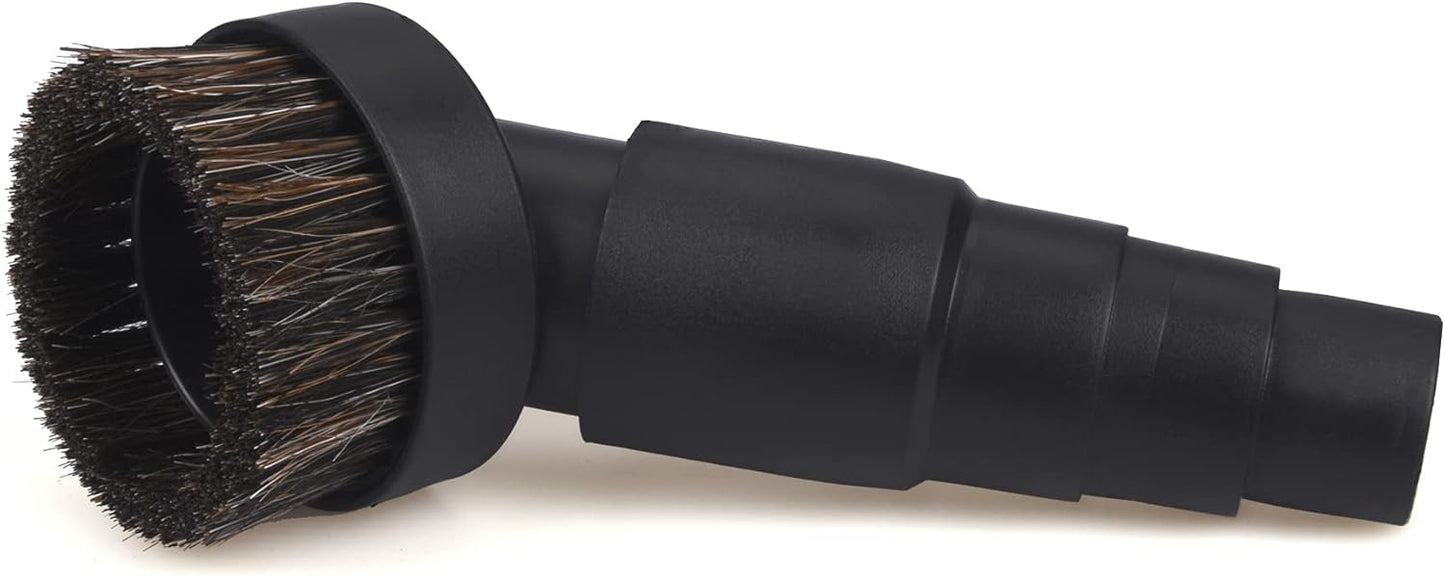 25mm Long Horse Hair with Universal Connector for 25mm/1", 32mm/1-1/4, 35mm/1-3/8 Hose, 1.25 Inch Small Round Dust Suction Brush Vacuum Brush Attachment Soft Bristle Cleaner Replacement with Adapter