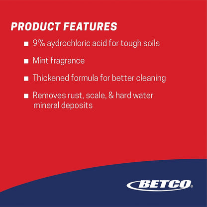 Betco® Kling Toilet Bowl Cleaner, Mint Scent, 32 Oz Bottle, Case Of 12