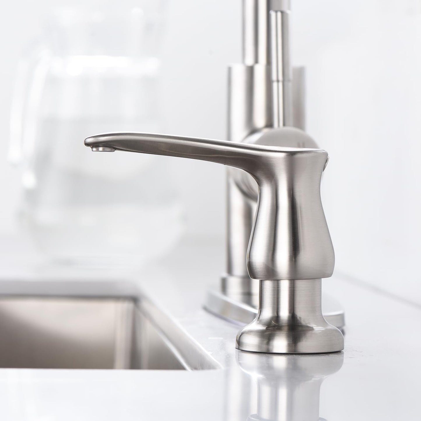 GAGALIFE Kitchen Sink Soap Dispenser Brushed Nickel, Under Sink Soap Dispenser with 40" Silicone Extension Tube Kit,Say Goodbye to Frequent Refills
