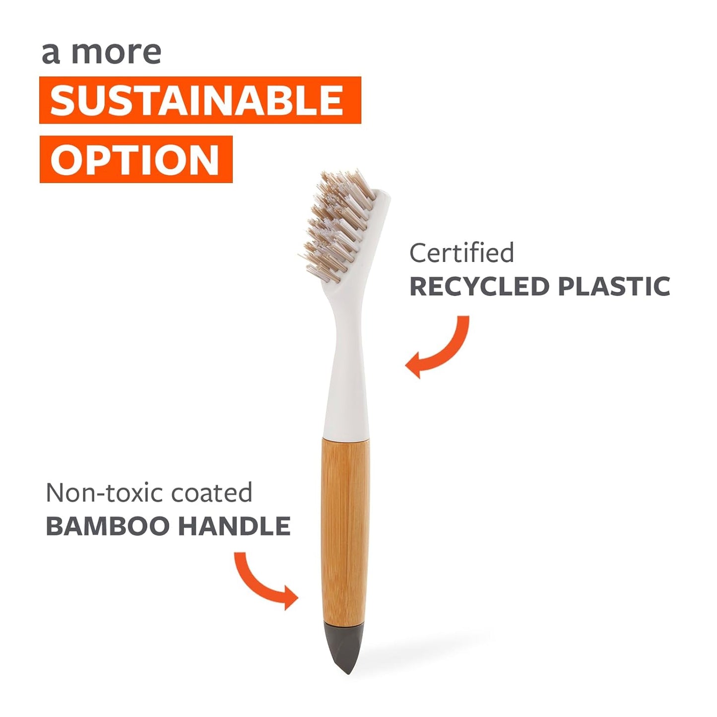 Full Circle Micro Manager, Deep Cleaning Brush for Crevices, Shower, & Grout, Tough Bristles, Sustainable Bamboo Handle, White