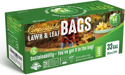 UNNI Compostable Trash Bags, 13 Gallon / 49.2 Liter, 50 Count, Extra Thick 0.9 Mil Tall Kitchen Food Scrap Bin Liners, Certified by BPI, CMA & OK compost HOME, Meets the ASTM D6400 Standard