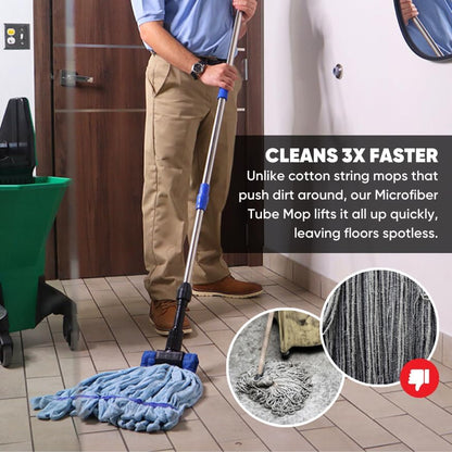 Commercial Mop Head Replacement – 1 Pack Medium Red Microfiber Tube Mop (14 oz.) | Industrial Wet Mops | Refill Heads, Machine Washable, Heavy Duty | Hardwood, Tile, Laminate, Vinyl Floors