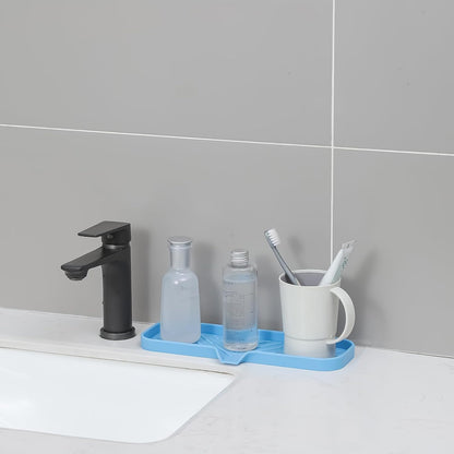 MicoYang Silicone Bathroom Soap Dishes with Drain Spout-Bathroom and Kitchen Sink Organizer,Sponge Holder,Dish Soap Tray,Perfect for Dispenser,Scrubber,Bottle,Cup on Sink or Counter-Black 4.9"×3.2"
