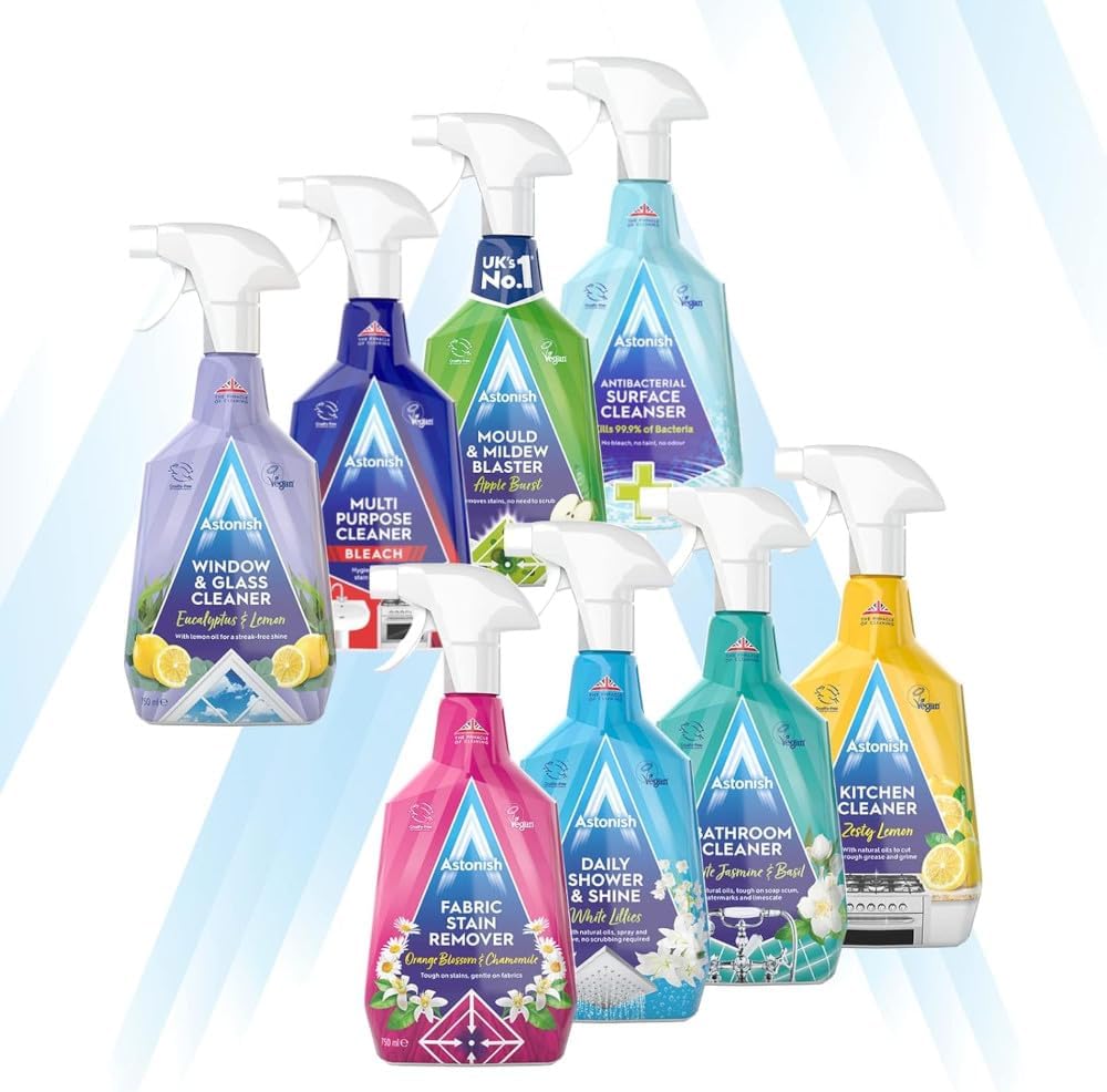 Astonish Apple Burst Household Cleaner - Shower Curtain, Shower Door, Bathroom Tiles - Hard Water Stains, Rust & Calcium Bathroom Cleaner - No Scrub, Cruelty Free Cleaning Supplies, 750ml Bottle
