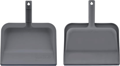 Superio Clip-On Dustpan with Rubber Lip - 10-inch Wide Durable Plastic Dust Pan with Comfort Grip Handle, White, 1-Pack