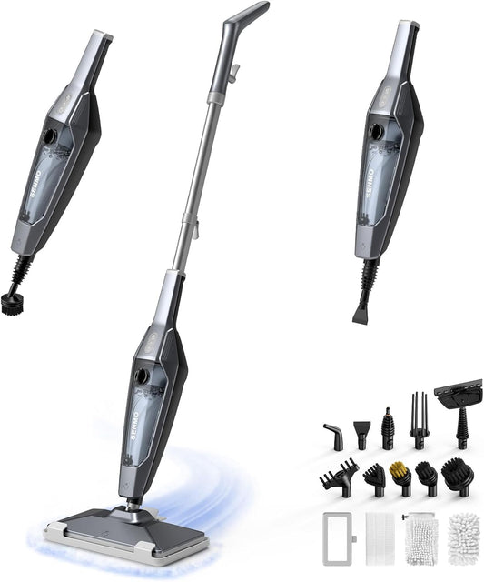 SENMO Steam Mop, 14-in-1 Detachable Steam Cleaner for Home and Floor, 1300W 228°F Deep Cleaning MultiPurpose Steamer with 14 Attachments for Floor, Tile, Grout, Furniture, Carpet, Wall (Black)