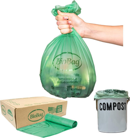 3 Gallon Compostable Food Scrap Bags by BioBag, 100 Count, BPI Certified, Meets ASTM D6400 Standards, Made in USA, Kitchen Trash Bin Liners