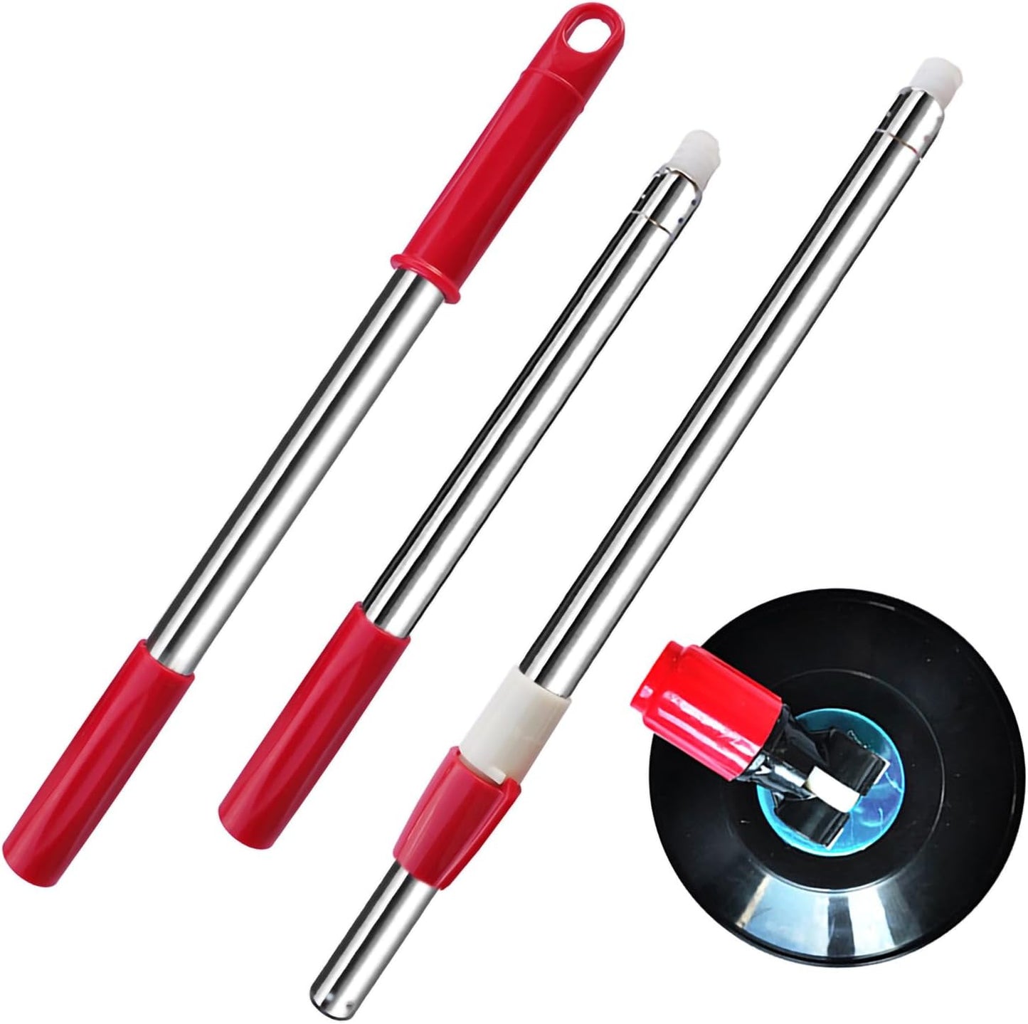 Extended Spin Mop Replacement Mop Handle, Upgraded 60-inch 360 Degrees Rotating Telescopic Replacement Mop Stick for Spin Mop Bucket Cleaning System Floor Cleaning (Plastic Disc, Green)