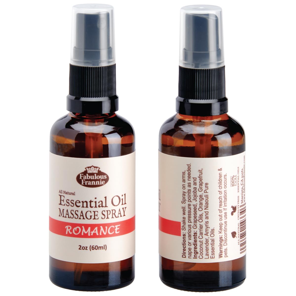 Fabulous Frannie Bug Away Healthy Massage Spritz Made with Carrier Oils and Citronella, Lavender, Eucalyptus and Lemongrass Essential Oils 2oz