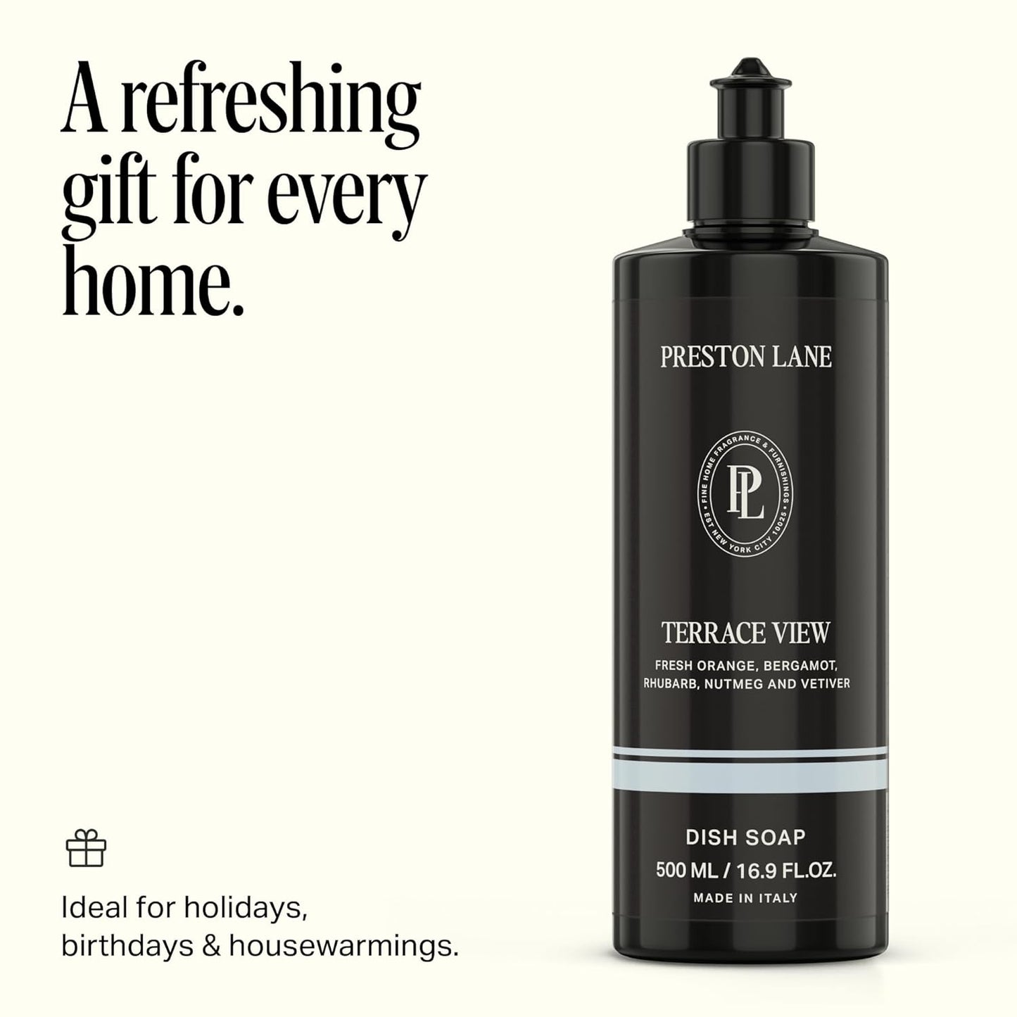 Preston Lane Luxury Dish Soap, Mayfair Scent | Plant Powered Formula with Essential Oils | Tough on Grease, Gentle on Hands | Vegan, Cruelty Free, Clean Ingredients
