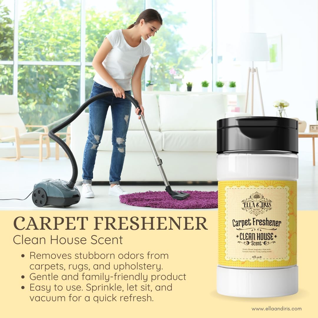 Ella & Iris Home Jamaican Hibiscus Carpet Freshener – Tropical Scent Natural Odor Eliminator & Deodorizer | Safe for Carpets, Rugs, Upholstery & Car Interiors | Made with Baking Soda