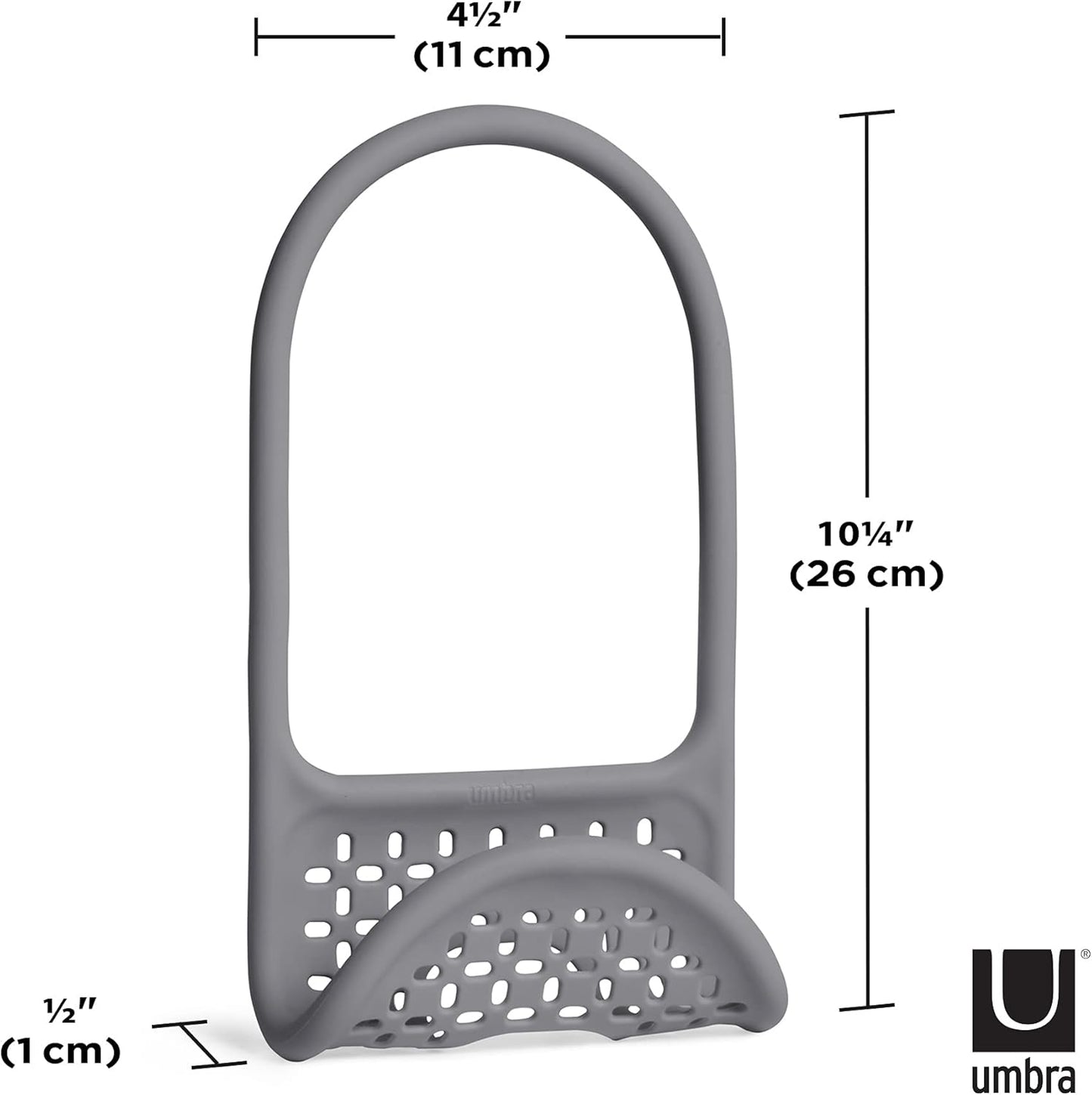 Umbra Sling Sponge Holder for Kitchen Sink – No Suction Cups, Flexible Caddy for Sinks and Faucets, Modern Design, Black