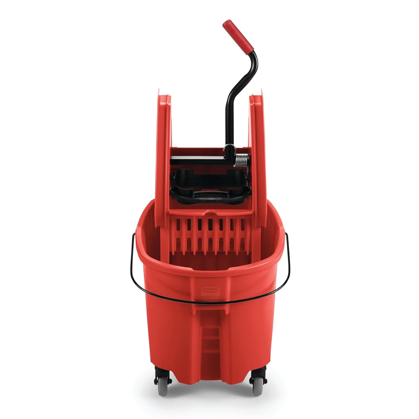 Rubbermaid Commercial Products WaveBrake 2.0 35 QT Down-Press Mop Bucket with Wringer Set, Red, Heavy Duty Mopping/Cleaning for Professional/Janitorial Use