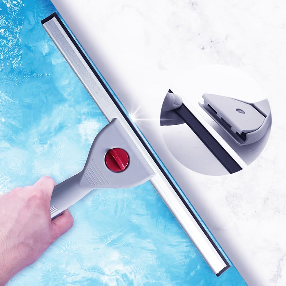 18" Heavy Duty Window Cleaning Squeegee Handheld Scraper for Glass Doors, Windows, Car Windshields (Black, 18IN/45CM)