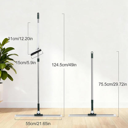 29"-49" Telescopic Pole Floor Squeegee for Concrete Floor, 21.85" Wide Heavy-Duty Squeegee with Detachable Stiff Brush, Large Squeegee Broom for Tile Floor, Garage, Swimming Pool, Bathroom
