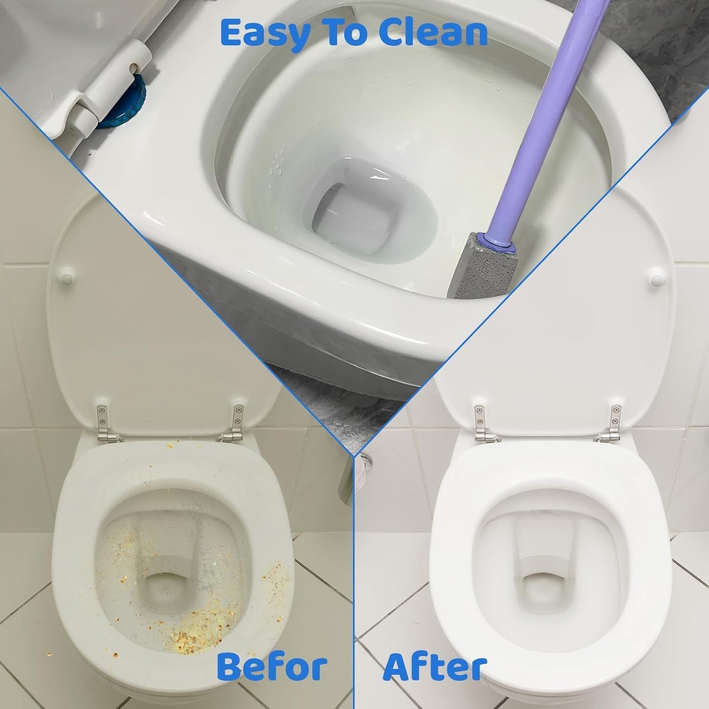 Pumice Stone Toilet Bowl Cleaner,Bathroom Cleaner Brush Toilet Wand Refills with 30CM Long Handle for Remove Hard Water Stains with 1 Wand+ Pumice Stones (5 Pack)