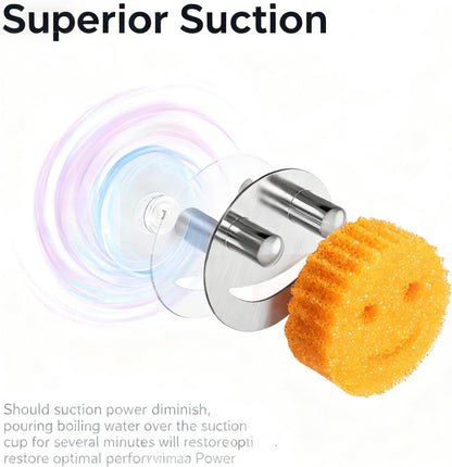 Yoshiky Stainless Steel Smiley Face Dish Sponge Holder, Silver Sink Caddy Organizer Storage with Suction Cup for Kitchen, Kitchen Sink Accessories Decor Scrubber Holder with Gift Box