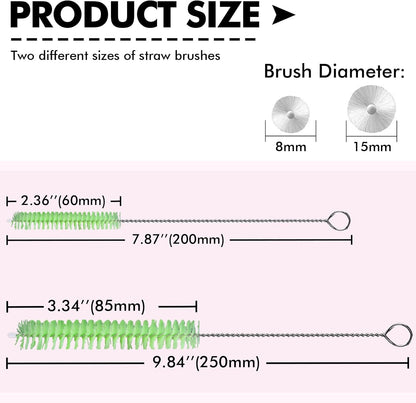 Straw Cleaner Brush 8PCS Long Straw Brushes Reusable Nylon Tube Brush Drinking Straw Cleaning Brush Set for Water Bottle, Straws, Tube, Flasks (8PCS Style 2)