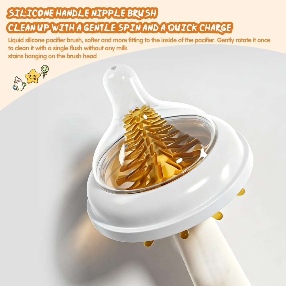7-in-1 Baby Bottle Brush Set with Silicone Nipple & Straw Brushes, Soap Dispenser, Foldable Drying Rack, Portable Case – for Home & Travel