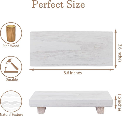 zoocatia Small Wood Tray Pedestal Stand Farmhouse Bathroom Decor Decorative Wooden Riser Kitchen Soap Dish Holder for Vanity, Counter, Sink, 9" x 5.9" - Black