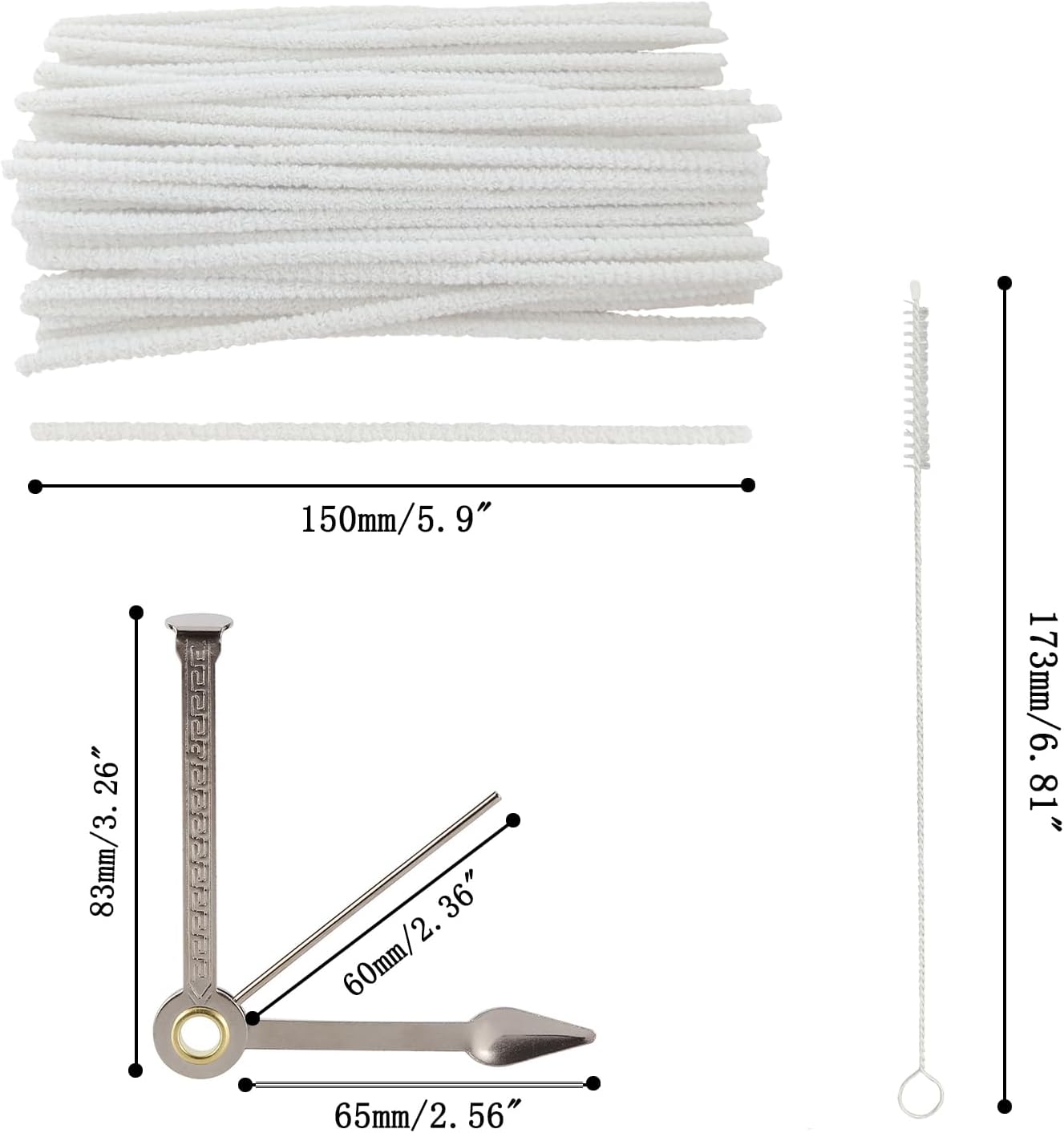 WAF Straw Brush, Washing Brushes Tool Nylon Skinny Pipe Tube Cleaner 173mm x5mm Set of 10