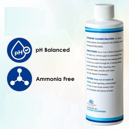 NORTHWEST ENTERPRISES Ultrasonic Eyeglass Cleaner Solution. Concentrated Ultrasonic Glasses Cleaner for use in Sonic and Ultrasonic Machines. (1)