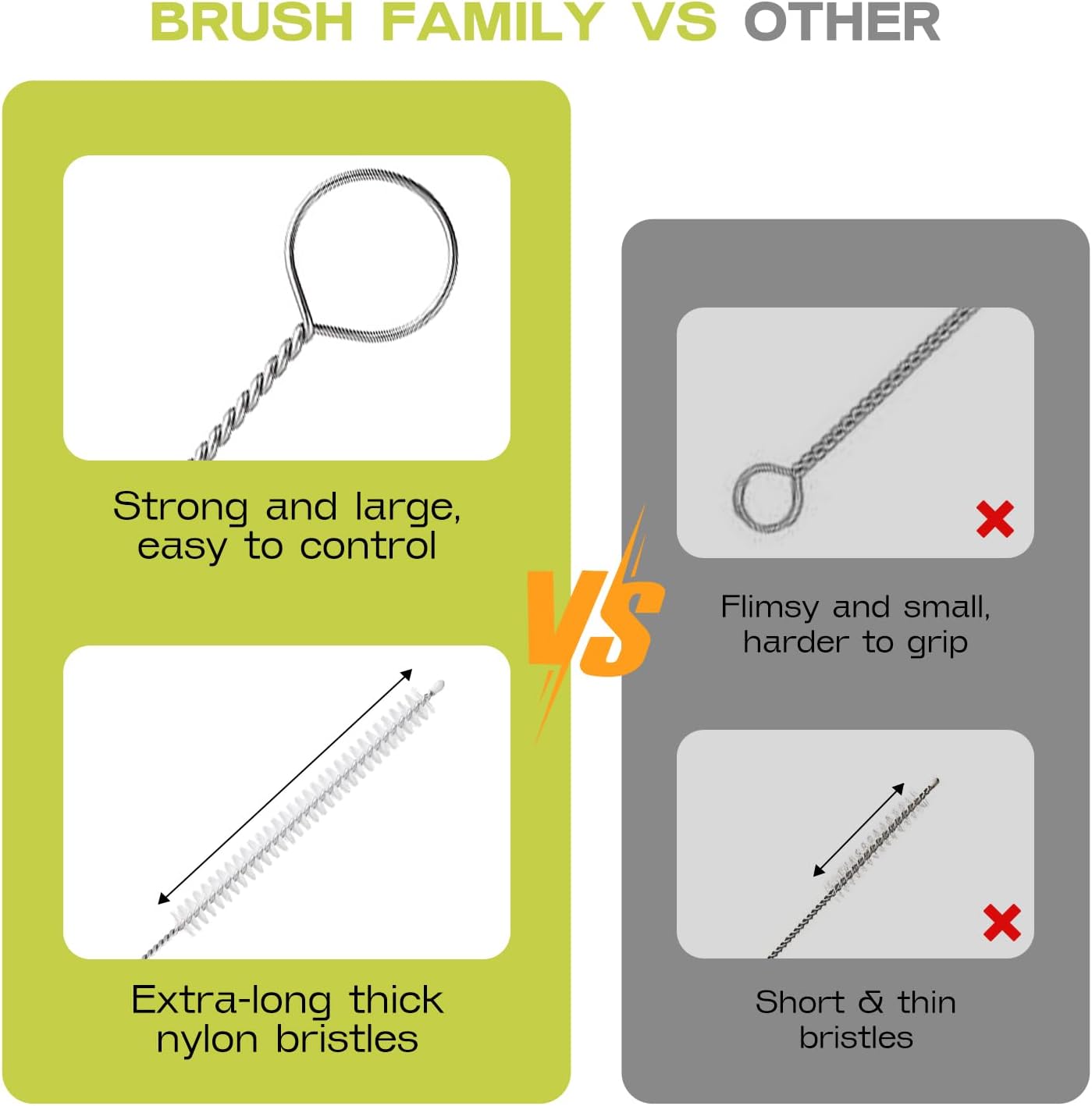 Reusable Straw Cleaner Brush Set - 8PCS Extra Long 12 inch Metal Straw Cleaning Brushes for Tumbler, Sippy Cup, Water Bottles, Pipes