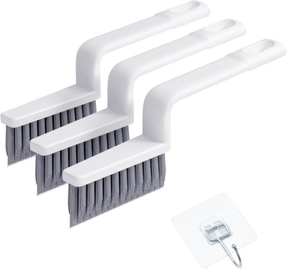 MIXVOVA V-Shaped Grout Cleaner Brush, 3 Pcs Grout Brushes for Tile Floor, Handheld Grout Cleaning Brushes Set with 3 Hooks for Shower, Bathroom, Kitchen, Home Use, Stiff Bristle