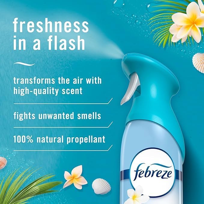 Febreze Air Mist Air Freshener Spray, Odor-Fighting Room Spray, Air Fresheners for Home and Bathroom and Kitchen, Aerosol Can, Mountain Scent, Purple, 8.8oz (Pack of 3)