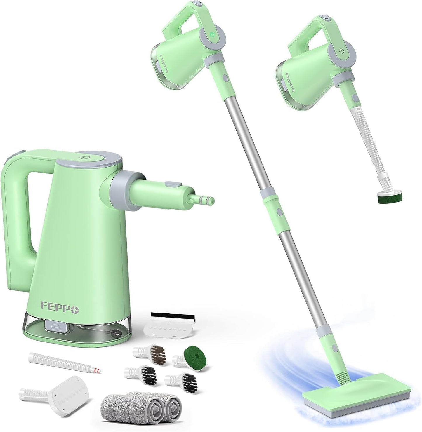 FEPPO Steam Mop & Detachable Handheld Steam Cleaner for Home and Floor Cleaning, 15s Heat-Up, 230°F Floor Steamer for Deep Cleaning with Multi-purpose Attachments Hardwood Floors, Tile,Grout,Furniture