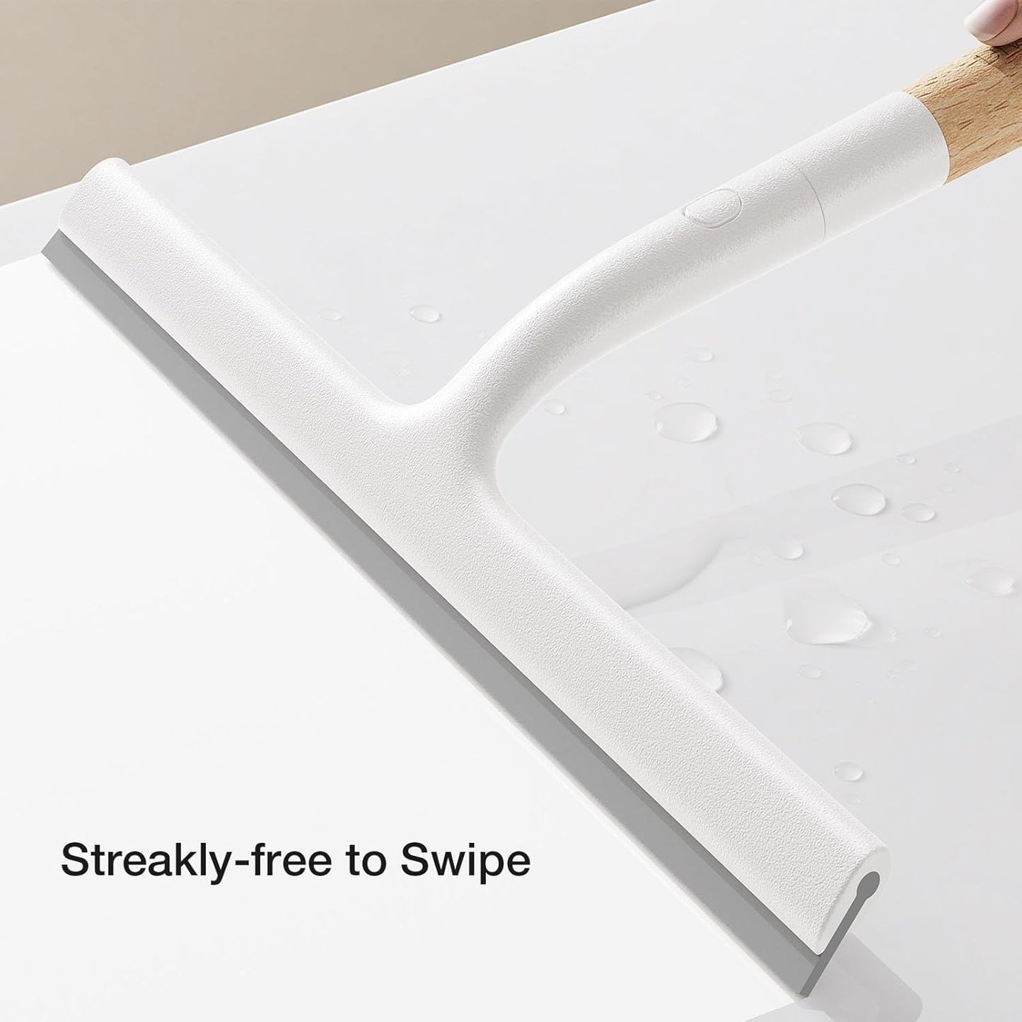 Silicone Shower Squeegee for Glass & Doors, Diveotree Multi-Purpose Squeegee for Bathroom Shower/Windows/Glass/Door, Heavy Duty Scrubber for Car Windshield Cleaning (White, 1pack)