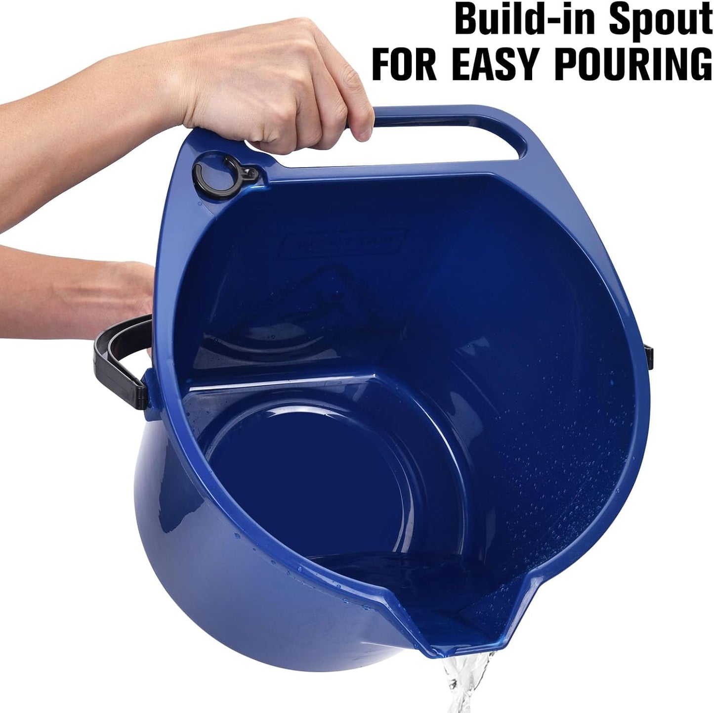 Matthew Cleaning 4.2 Gallon Mop Bucket, Heavy Duty Plastic Cleaning Bucket with Built-in Pour Spout, Mop Holder and Comfort Grip Handle, House and Commercial Cleaning Supplies, 1 Pack Black