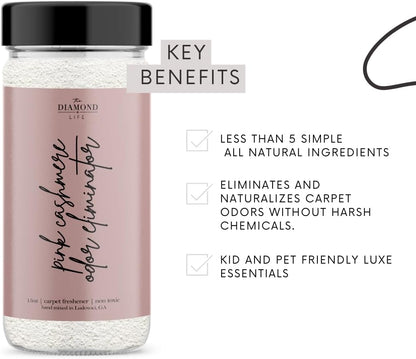 Home "Pink Cashmere" Carpet Deodorizer Powder For Vaccuuming Upholstery, Spring Cleaning, Pet Friendly– Odor Eliminator, Pet-Friendly Freshening Powder- Apple, Spices, & Vanilla