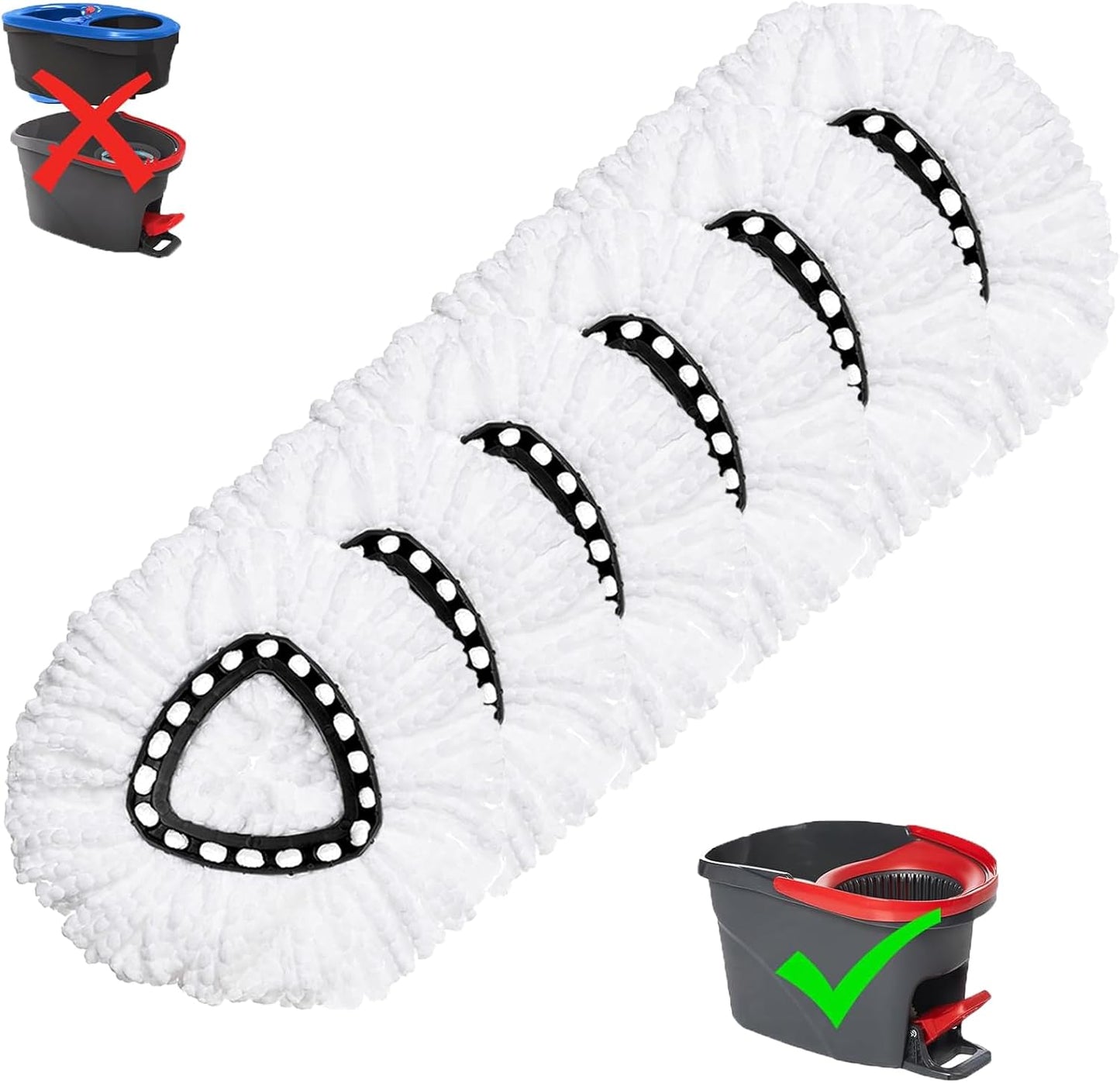 4 Pack Mop Replacement Heads for O-Ceda EasyWrin Spin Mop, Microfiber Spin Mop Refills, Easy Cleaning Mop Head Replacement