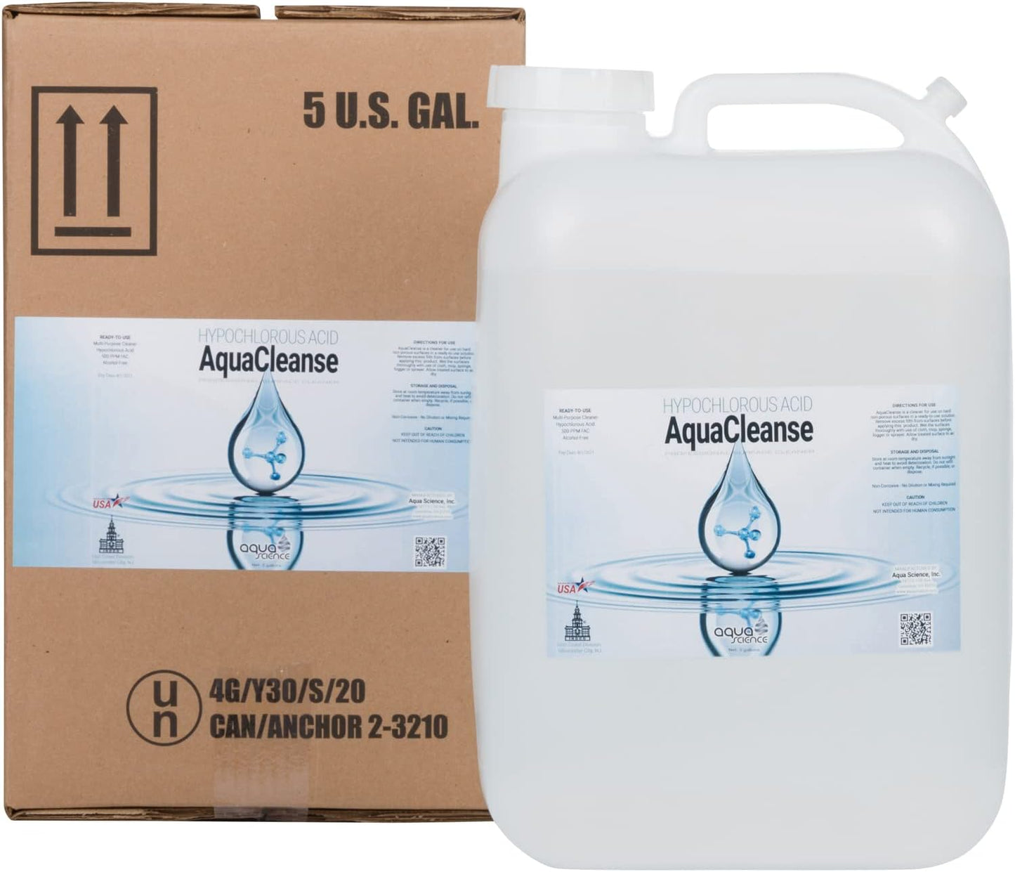 AquaCleanse Hypochlorous Acid 500PPM All-Purpose Cleaner Spray (1 Gallon) – 3X Stronger Than Standard HOCL – Pet & Family Safe, Non-Toxic Surface Cleaner & Odor Remover - No Harsh Chemicals – USA Made