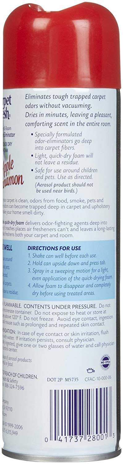Carpet Fresh No-Vacuum Carpet Cleaner Aerosol, Apple Cinnamon, 10.5 Ounce (Pack of 2)