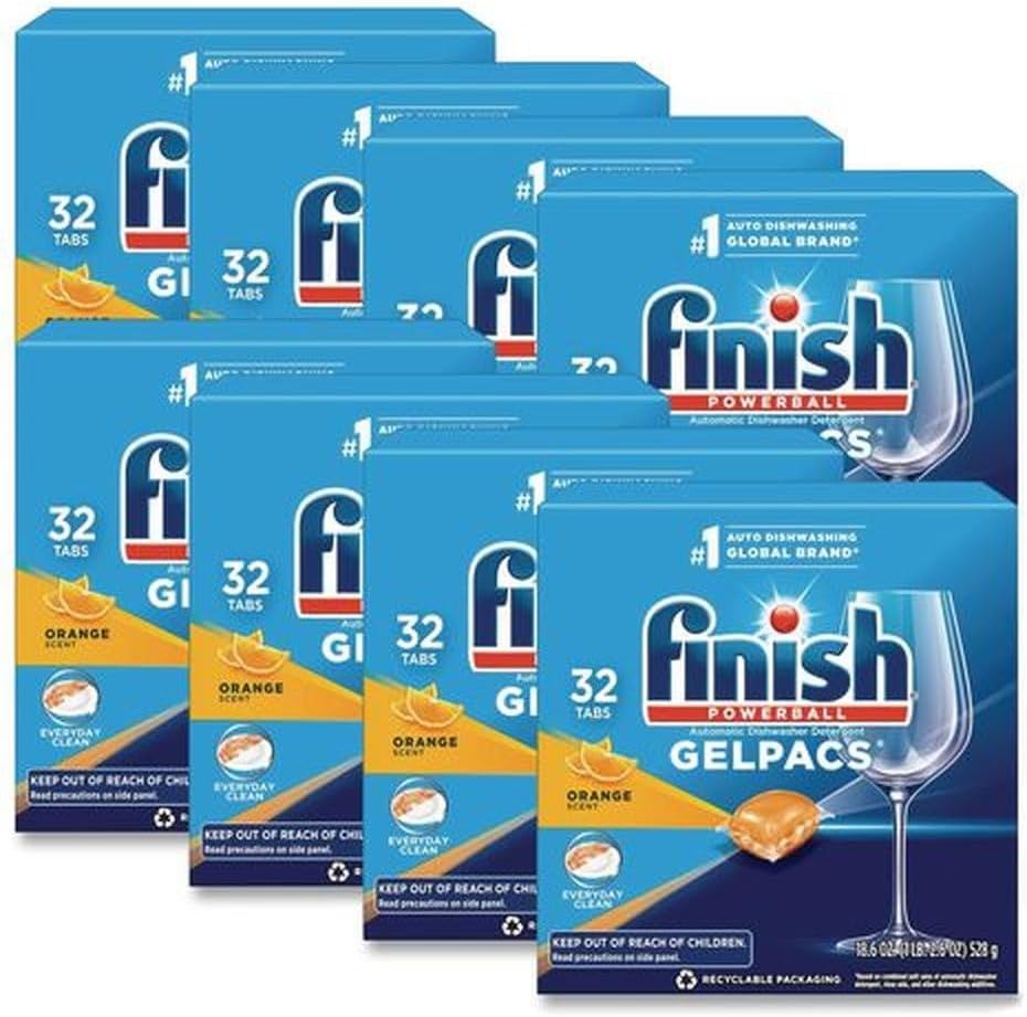 Dish Detergent Gelpacs, Orange Scent, Box of 32 Gelpacs, 8 Boxes/Carton