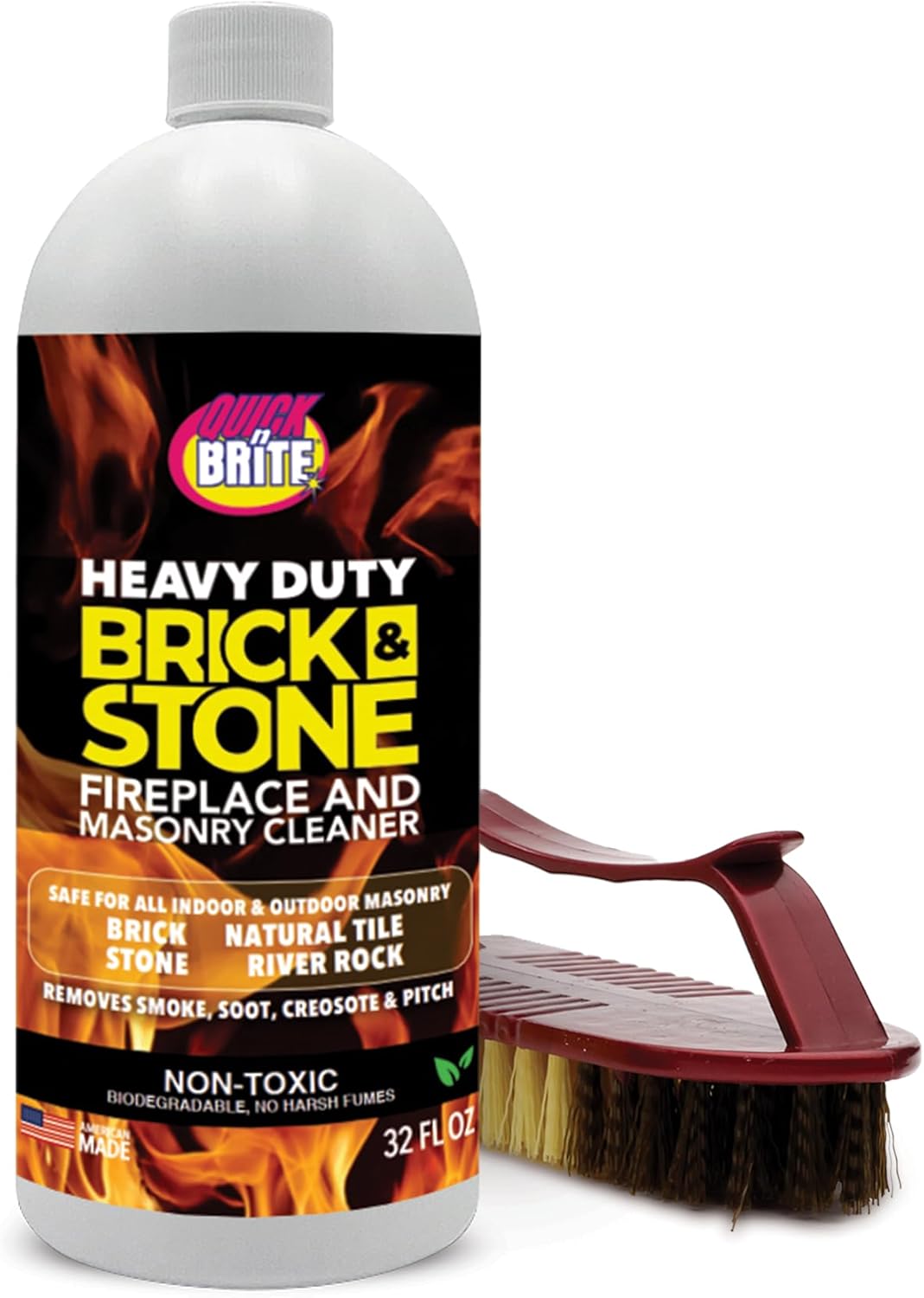 Quick 'n Brite Fireplace Gel Cleaner for Brick, Stone, Rock, Tile, and Marble, Nonabrasive Fireplace Cleaner, Made in the USA, 16 oz