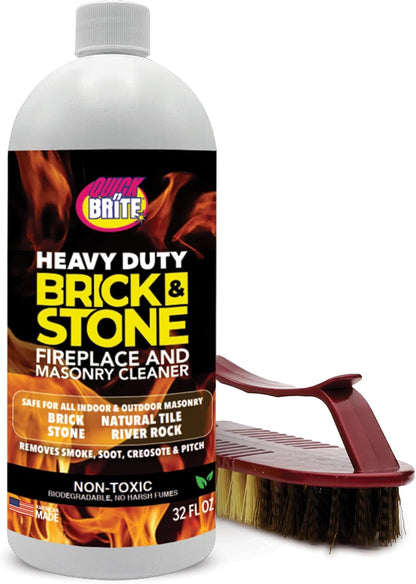Quick 'n Brite Fireplace Gel Cleaner for Brick, Stone, Rock, Tile, and Marble, Nonabrasive Fireplace Cleaner, Made in the USA, 16 oz