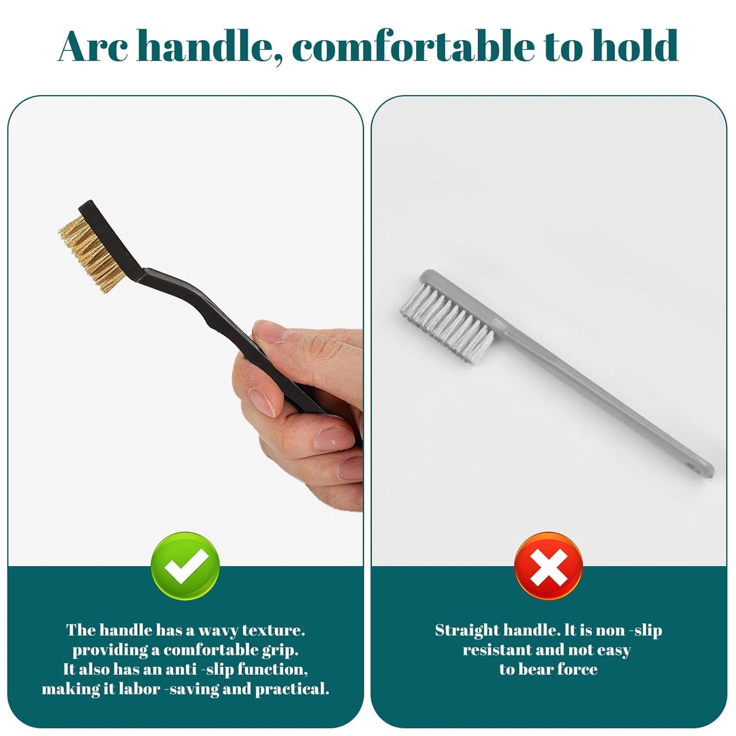 12 Pcs Mini Stainless Steel Wire Brush Set, Wire Scratch Brush with Curved Handle, Cleaning Weld Slag and Rust