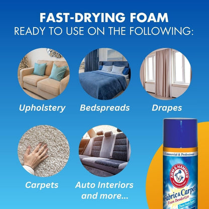 Arm and Hammer Fabric and Carpet Foam Deodorizer Professional, Aerosol, Fresh Scent, 15 fl oz (Case of 8)