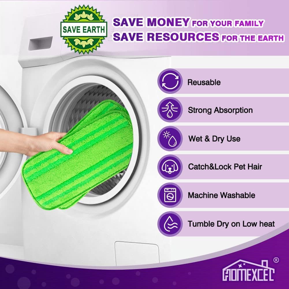 HOMEXCEL Microfiber Pads Compatible with Swiffer Wet Jet-15"x5.5", Reusable Pad Refills, Machine Washable Replacements for Multi Surface Wet & Dry Floor Cleaning, 8 Pack
