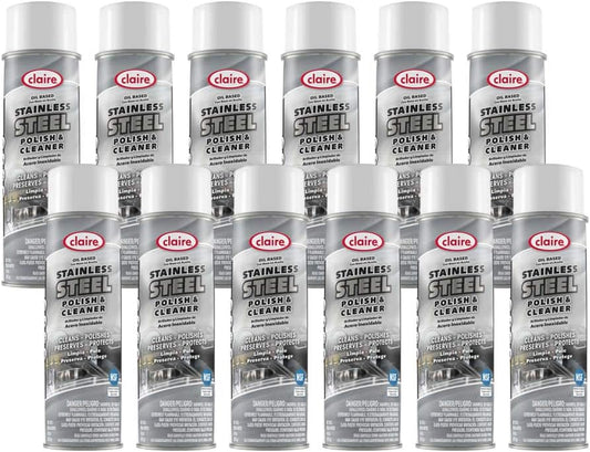 Claire CL841-12pk Oil Based Stainless Steel Polish & Cleaner; 15 Oz. Net Wt, 12 Count
