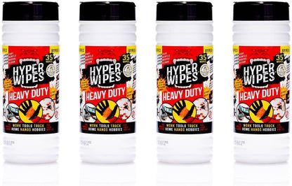 Hyper Wipes, 1 Pack Heavy Duty Hand & Tool Cleaning Wipes, 7"x12" Size Multi-Surface Cleaning Wipes, Degreasing, All Purpose Cleaner, Bathroom, Mechanic, Work Surface Wipes, 35 Count Canister