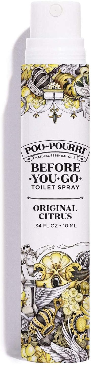 Poo-Pourri Before-You-Go Toilet Spray, Original Citrus, 2 Fl Oz, Up to 100 Uses, Bathroom Odor Deodorizer with Essential Oils for Home or Work, Travel Essentials, TSA Approved Size, Lemon Bergamot