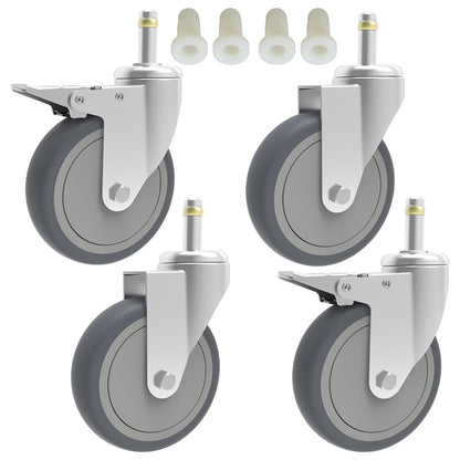 RILIDRI 3-Inch Swivel Stem Caster for Rubbermaid Mop Bucket Utility Cart, 7/16-Inch Stem Diameter Rubber Wheel Set of 4, Heavy Duty TPR Weber Grills Shop Vac Replacement Wheels
