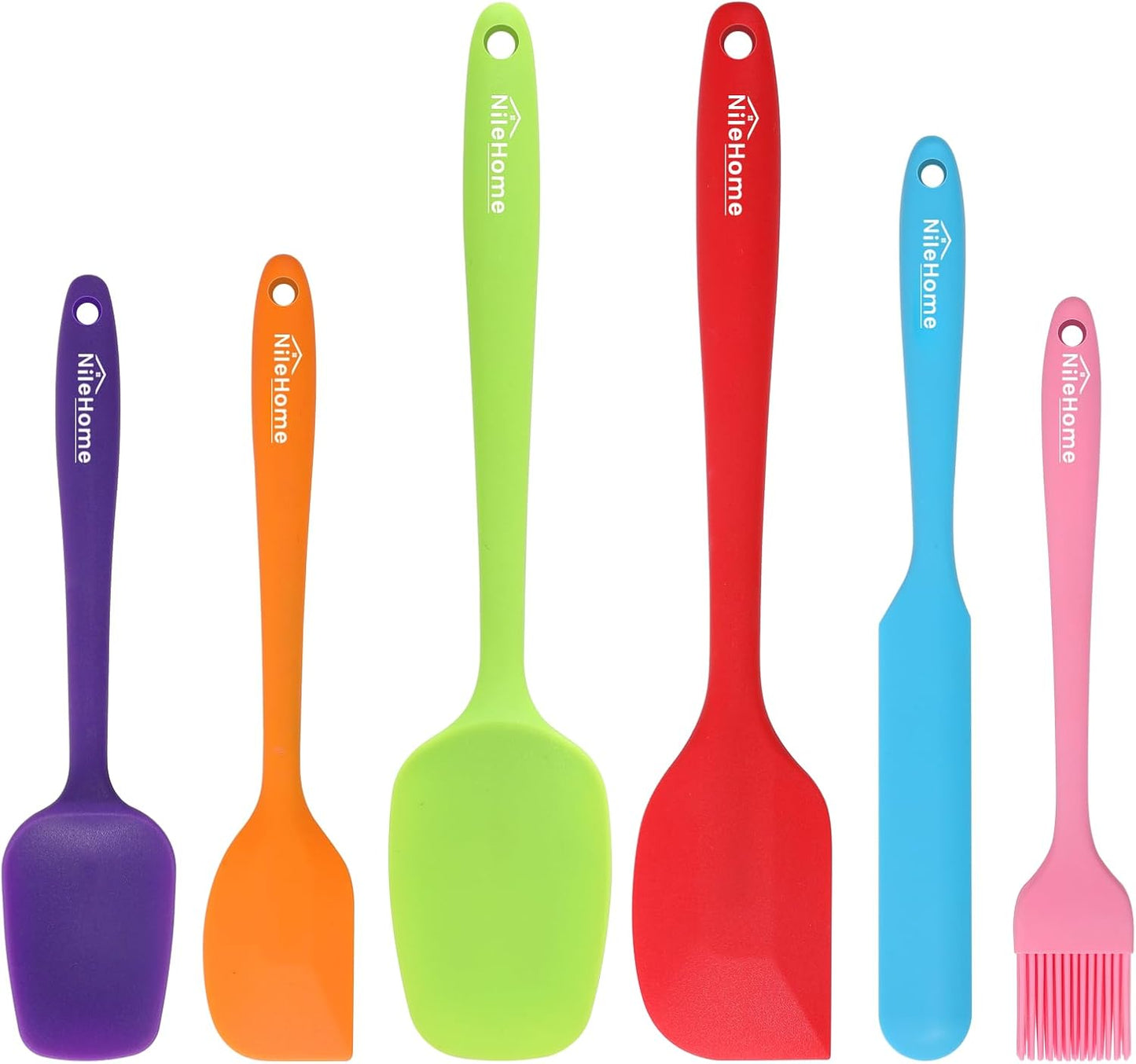 NileHome Silicone Spatula Set, 6 Pieces Food Grade Kitchen Utensils with Silicone Brush Heat Resistant Dishwasher Safe BPA-Free Rubber Spatula for Scraping, Baking, Cooking, Mixing-Forest Style