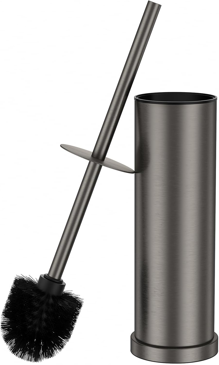 Bronze Toilet Brush and Holder Set，Stainless Steel Heavy Duty Toilet Bowl Brush，Extra Long Handled Modern Toilet Cleaner Brush, Removable Inner Bowl, and Splash Protection